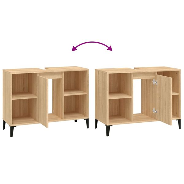 vidaXL Ντουλάπι Νιπτήρα Sonoma Δρυς 80x33x60 εκ. Επεξεργασμένο Ξύλο