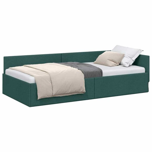 vidaXL Κρεβάτι Γωνίας Σκούρο πράσινο 80 x 200 cm Ύφασμα και Έργο ξύλου