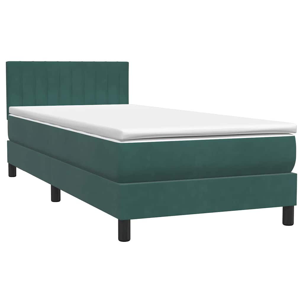 vidaXL Box Spring Κρεβάτι με στρώμα Σκούρο πράσινο 80x210 cm Velvet