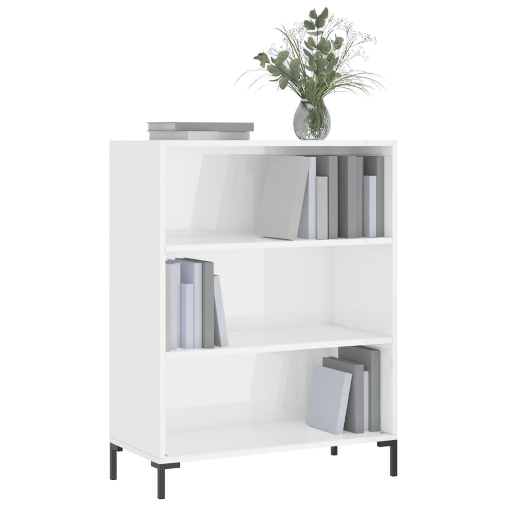 vidaXL Βιβλιοθήκη Γυαλιστερό Λευκό 69,5x32,5x90 εκ. Επεξεργασμένο Ξύλο