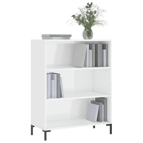 vidaXL Βιβλιοθήκη Γυαλιστερό Λευκό 69,5x32,5x90 εκ. Επεξεργασμένο Ξύλο
