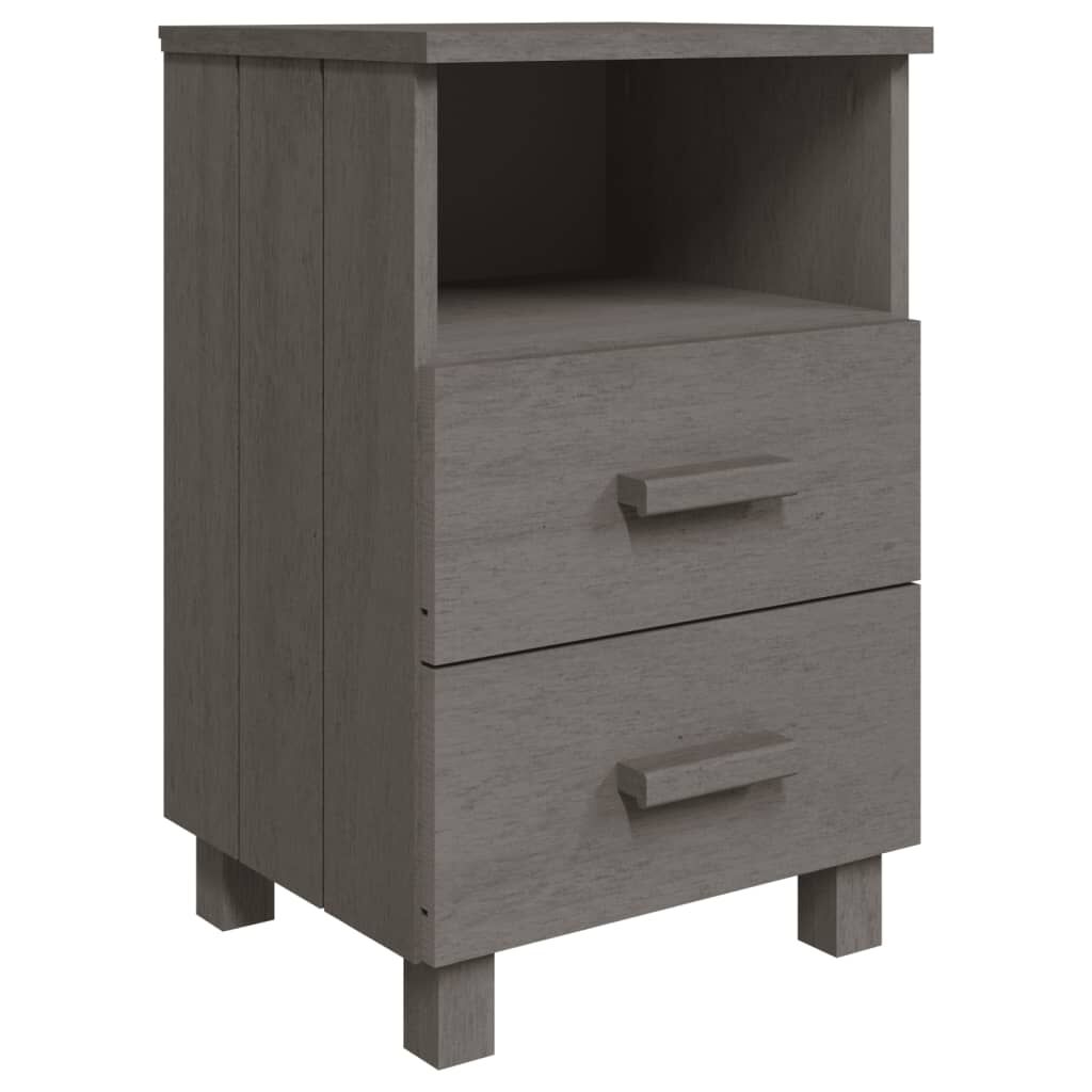 vidaXL Κομοδίνο HAMAR Ανοιχτό Γκρι 40 x 35 x 62 εκ. Μασίφ Ξύλο Πεύκου