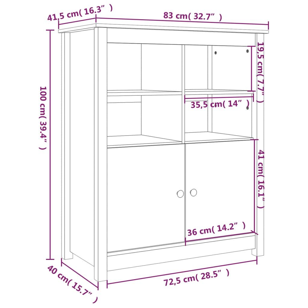 vidaXL Ντουλάπι Καφέ Μέλι 83x41,5x100 εκ. από Μασίφ Ξύλο Πεύκου