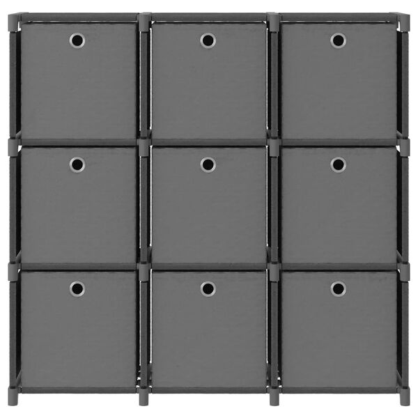 vidaXL Ραφιέρα με 9 Κύβους & Κουτιά Γκρι 103x30x107,5 εκ. Υφασμάτινη