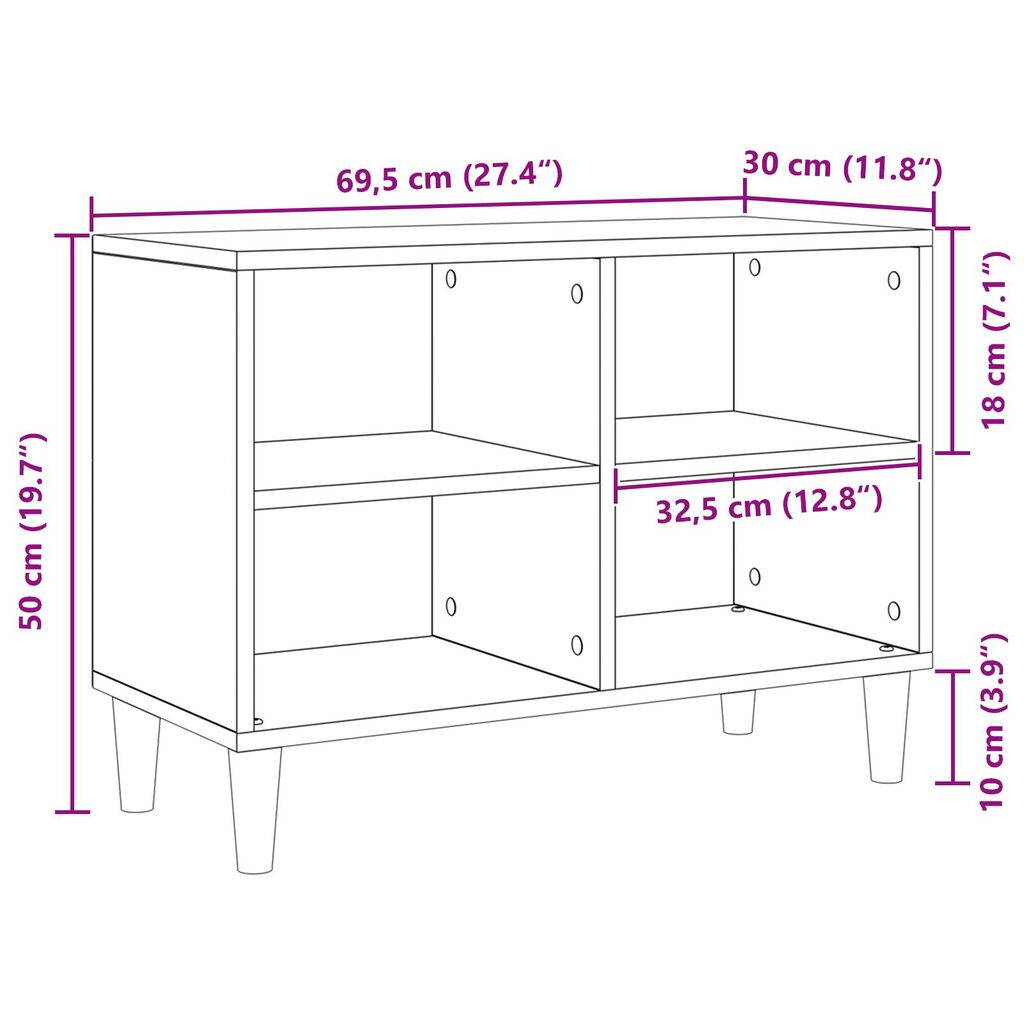 vidaXL Έπιπλο τηλεόρασης Καρυδιά τέχνης 69.5x30x50 εκ