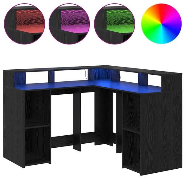 vidaXL Γραφείο Μαύρη Οξυά 130 x 130 x 91 εκ. Επεξεργασμένο ξύλο