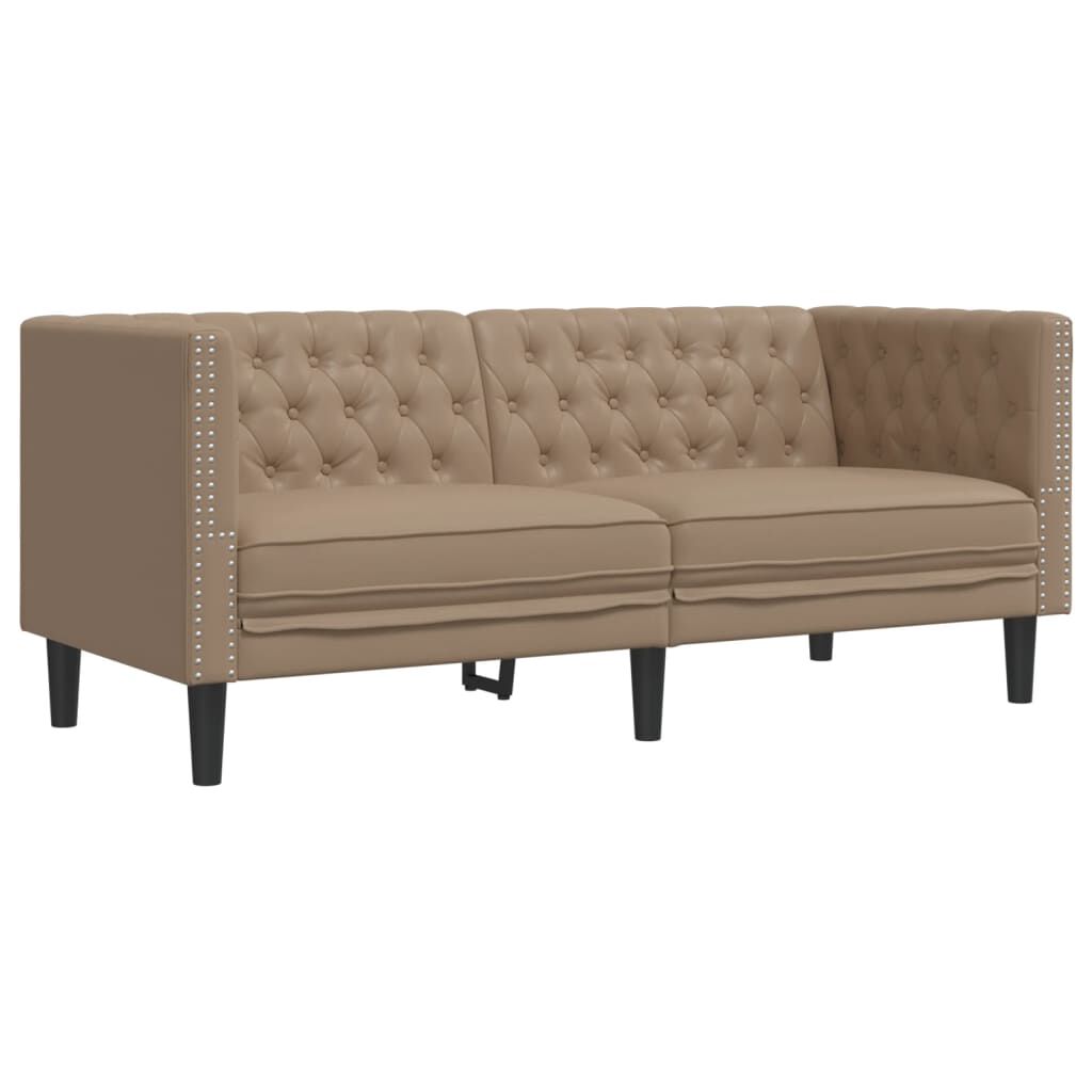 vidaXL Καναπές Chesterfield 2 θέσεων Καπουτσίνο από Συνθετικό Δέρμα