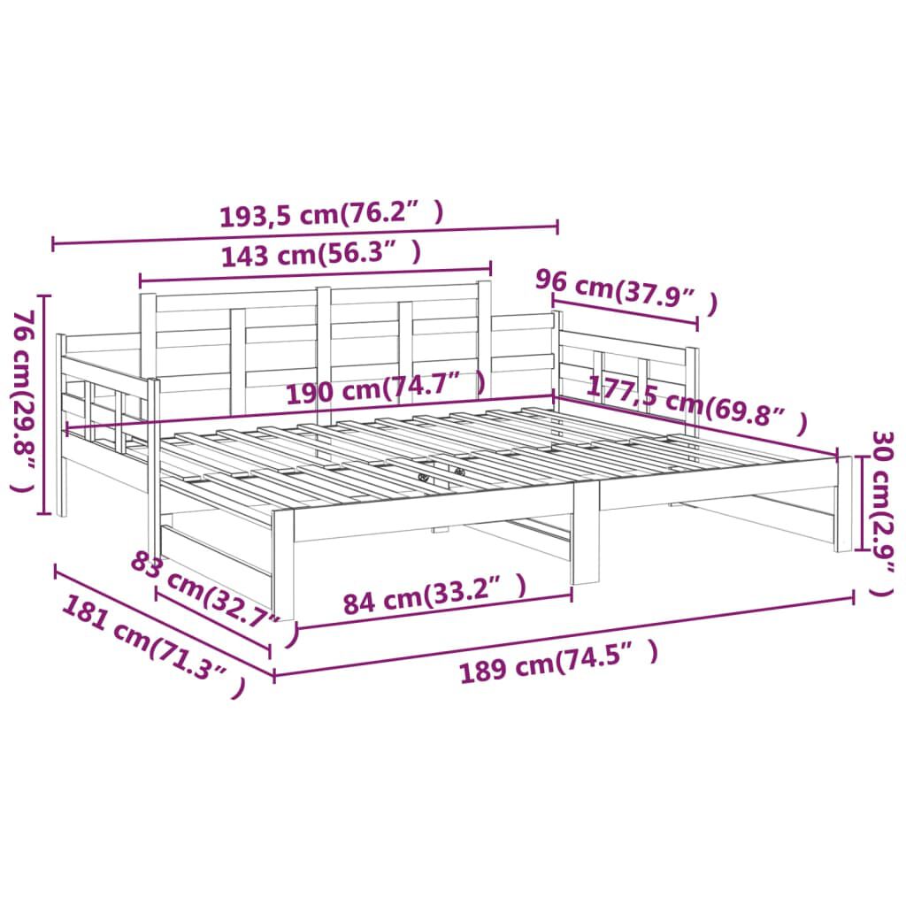vidaXL Καναπές Κρεβάτι Συρόμενος Λευκός 2x(90x190) εκ. από Μασίφ Πεύκο