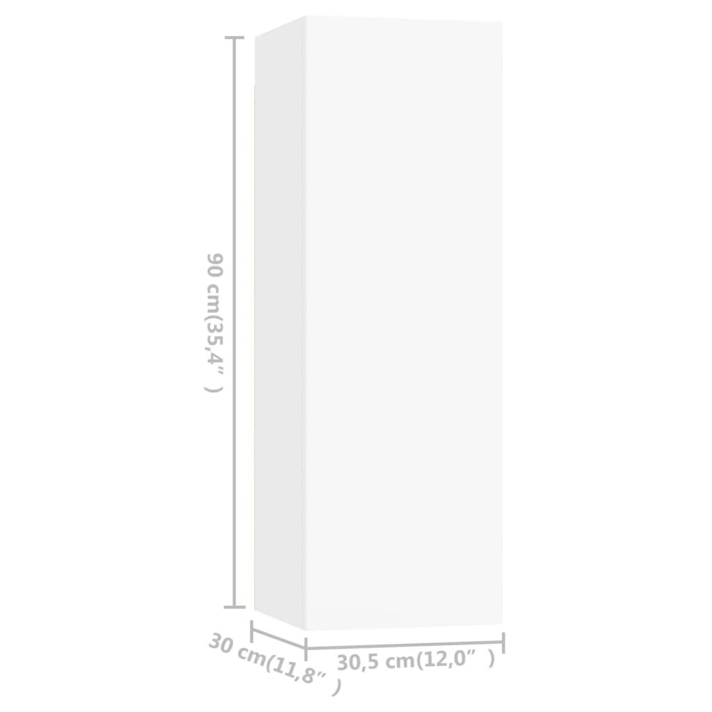 vidaXL Έπιπλο Τηλεόρασης Λευκό 30,5 x 30 x 90 εκ. από Επεξ. Ξύλο