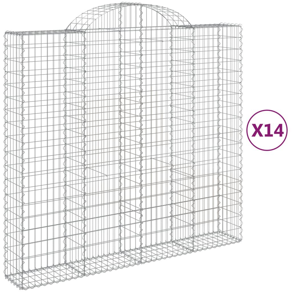 vidaXL Συρματοκιβώτια Τοξωτά 14 τεμ. 200x50x180/200 εκ. Γαλβαν. Ατσάλι
