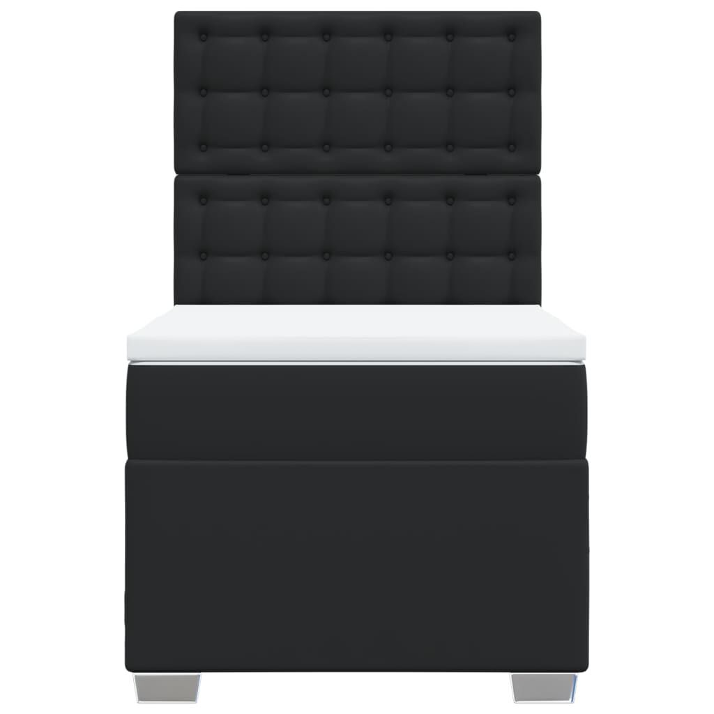 vidaXL Κρεβάτι Boxspring με Στρώμα Μαύρο 90x190εκ. από Συνθετικό Δέρμα