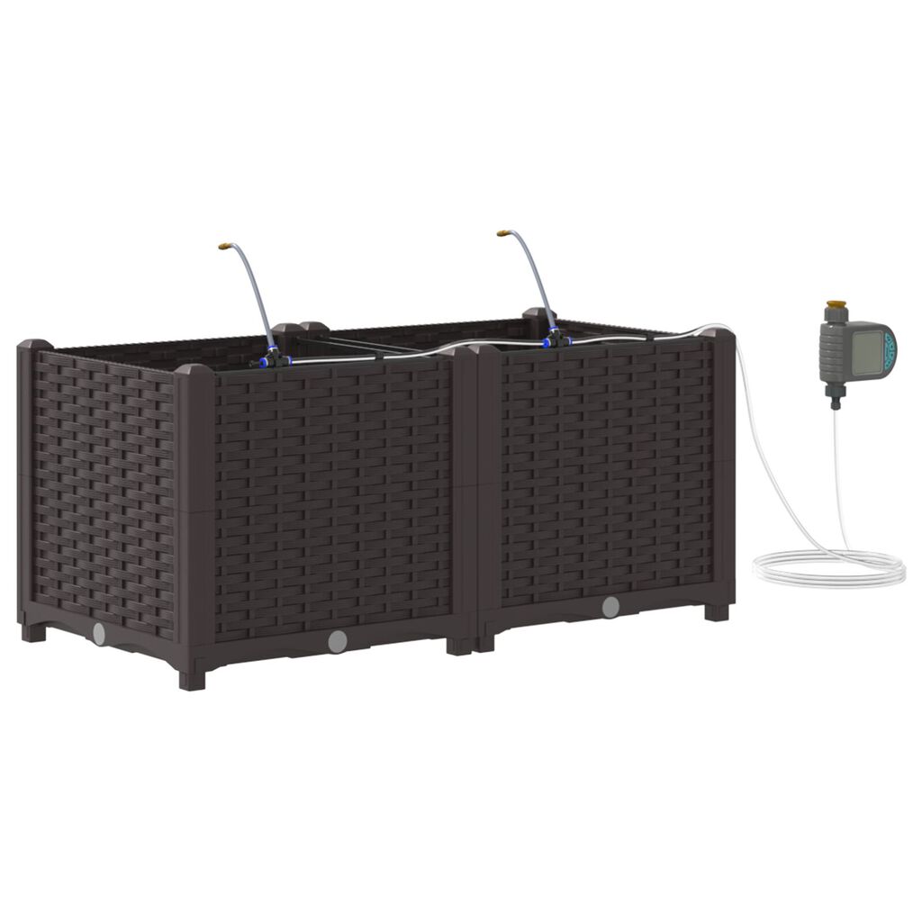 vidaXL Γλάστρες Κήπου 1 τεμ Καφέ 80 x 40 x 37.5 cm Πλαστικό