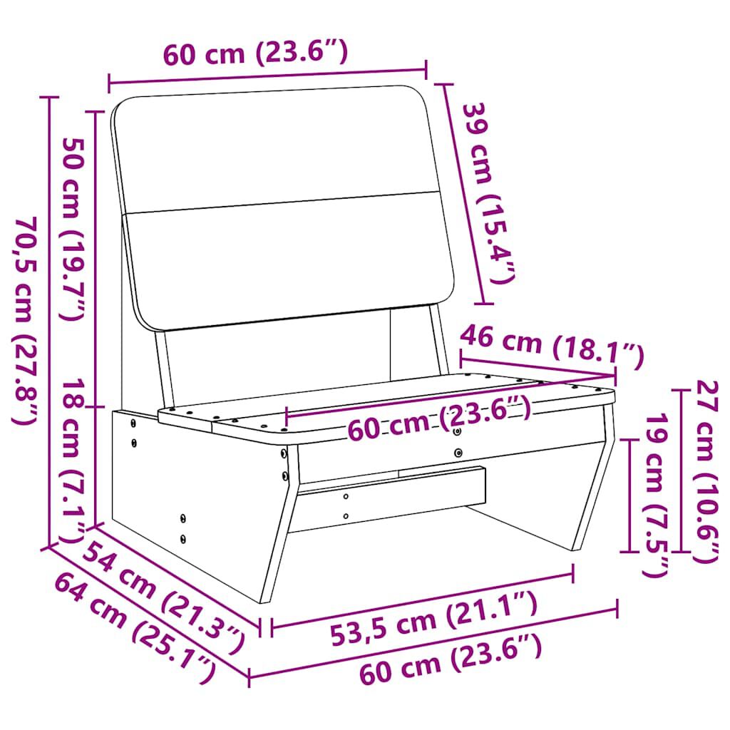 Καρέκλες κήπου vidaXL 2 τεμάχια 60x64x70,5 cm από μασίφ ξύλο Douglas