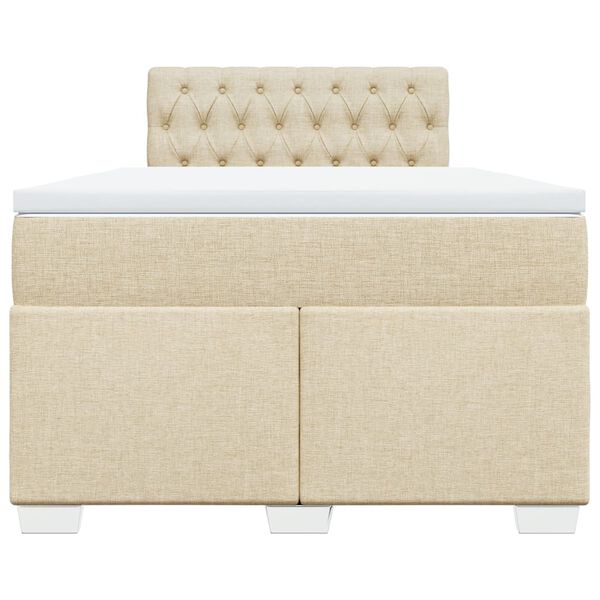 vidaXL Κρεβάτι Boxspring με Στρώμα Κρεμ 120x200 εκ. Υφασμάτινο