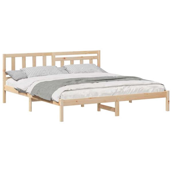 vidaXL Σκελετός Κρεβατιού Καφέ 140 x 200 cm Μασίφ ξύλο πεύκου