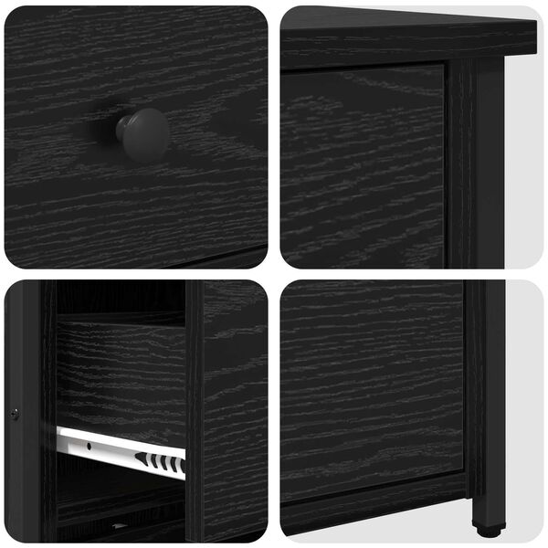 vidaXL Κομοδίνο με συρτάρι Μαύρη δρυς 40 x 36 x 60 εκ