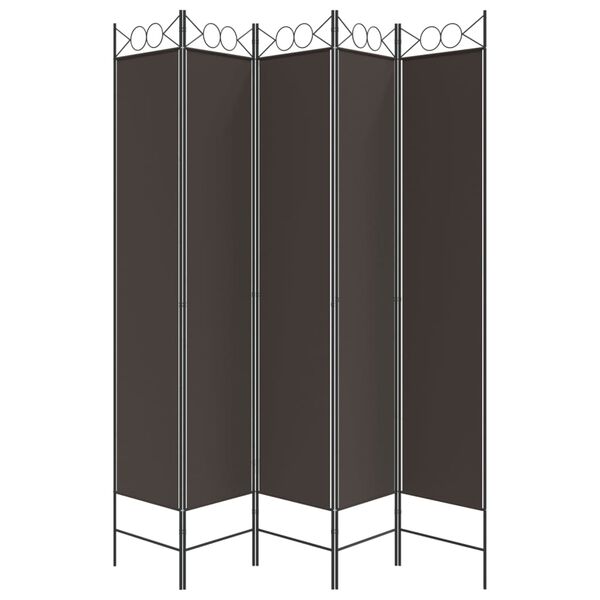 vidaXL Διαχωριστικό Δωματίου με 5 Πάνελ Καφέ 200x220 εκ. από Ύφασμα