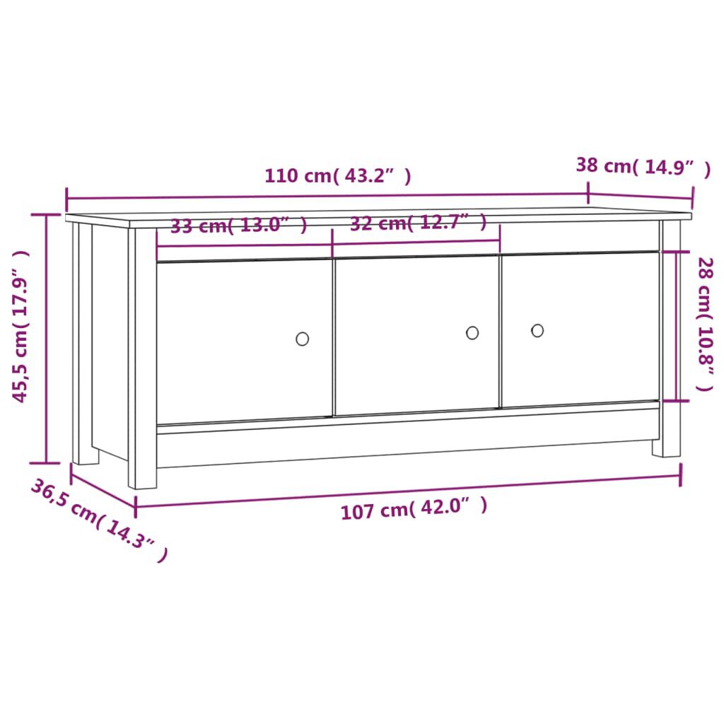 vidaXL Παπουτσοθήκη 110 x 38 x 45,5 εκ. από Μασίφ Ξύλο Πεύκου