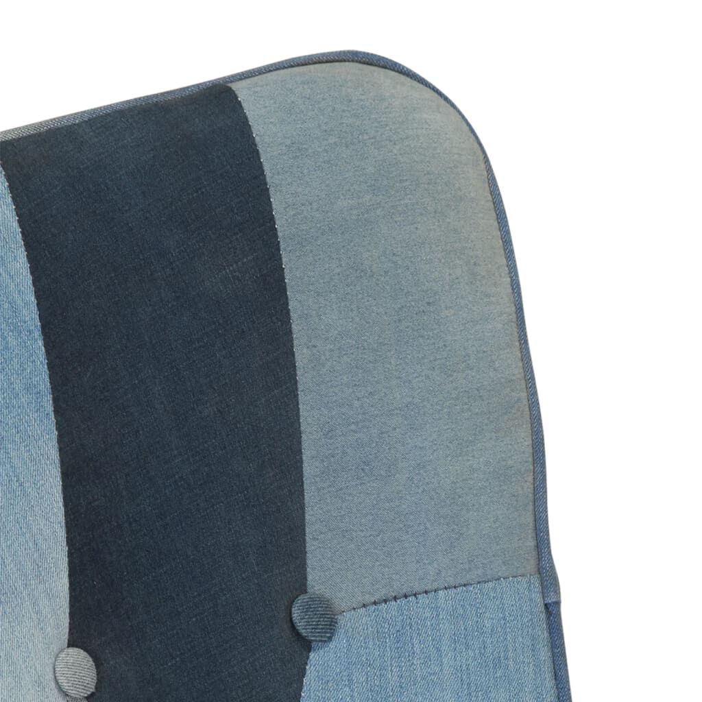 vidaXL Πολυθρόνα Κουνιστή Μπλε Denim Patchwork Καραβόπανο