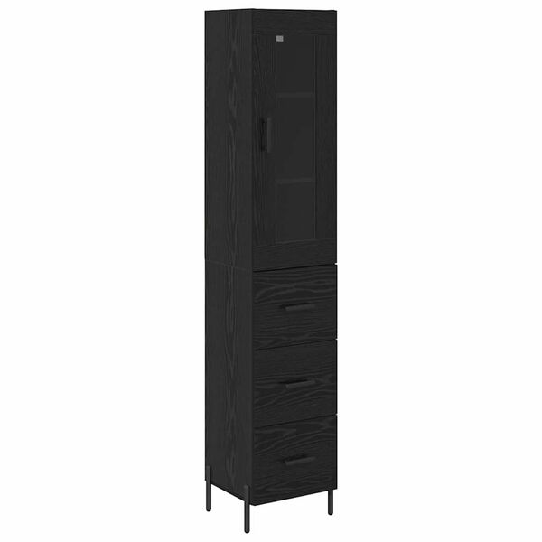 vidaXL Highboard &Mu;&alpha;ύ&rho;&eta; &Omicron;&xi;&upsilon;ά 34,5 x 34 x 180 &epsilon;&kappa;. &Epsilon;&pi;&epsilon;&xi;&epsilon;&rho;&gamma;&alpha;&sigma;&mu;έ&nu;&omicron; &xi;ύ&lambda;&omicron;
