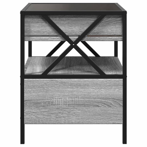 vidaXL Τραπεζάκι Άπειρο Φως LED Γκρι Sonoma 40x40x51 εκ.