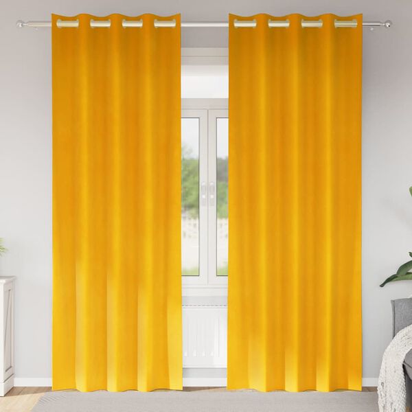 vidaXL Κουρτίνες 2 pcs κίτρινο μουσταρδί 140 x 245 cm Βελούδο