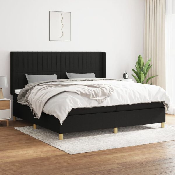 vidaXL &Kappa;&rho;&epsilon;&beta;ά&tau;&iota; Boxspring &mu;&epsilon; &Sigma;&tau;&rho;ώ&mu;&alpha; &Mu;&alpha;ύ&rho;&omicron; 200x200 &epsilon;&kappa;. &Upsilon;&phi;&alpha;&sigma;&mu;ά&tau;&iota;&nu;&omicron;
