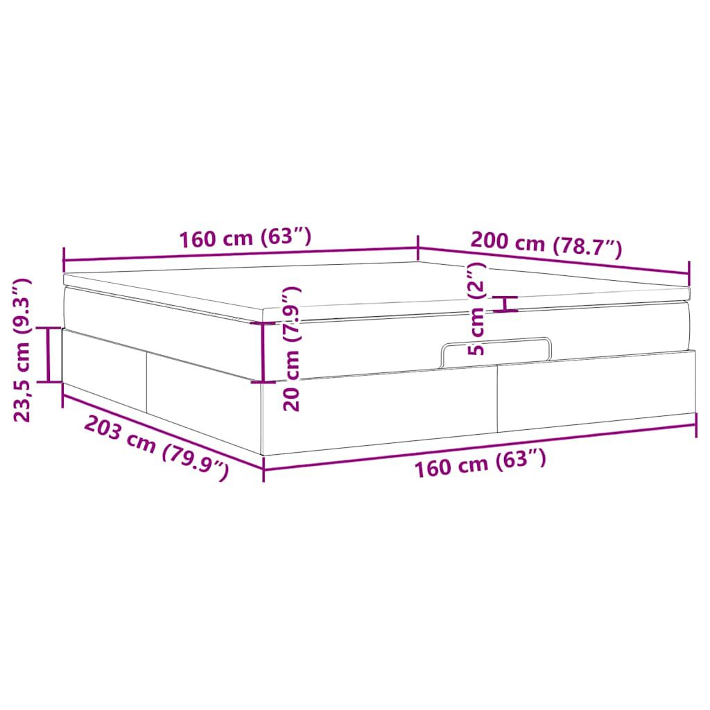 vidaXL Οθωμανικό κρεβάτι με στρώμα σκούρο μπλε 160x200cm Velvet