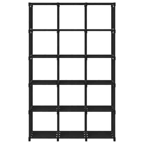 vidaXL Ραφιέρα με 15 Κύβους & Κουτιά Μαύρη 103x30x175,5 εκ. Υφασμάτινη
