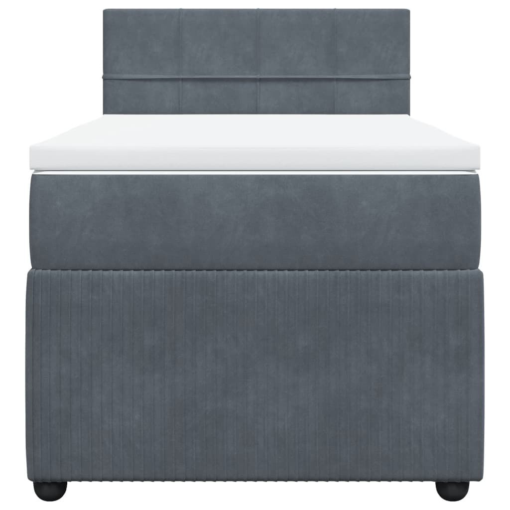 vidaXL Κρεβάτι Boxspring με Στρώμα Σκούρο Γκρι 100x200 εκ. Βελούδινο
