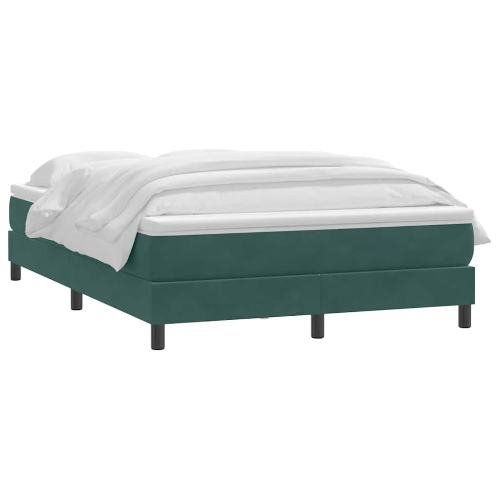 vidaXL Box Spring Κρεβάτι με στρώμα Σκούρο πράσινο 140x220cm Βελούδινο