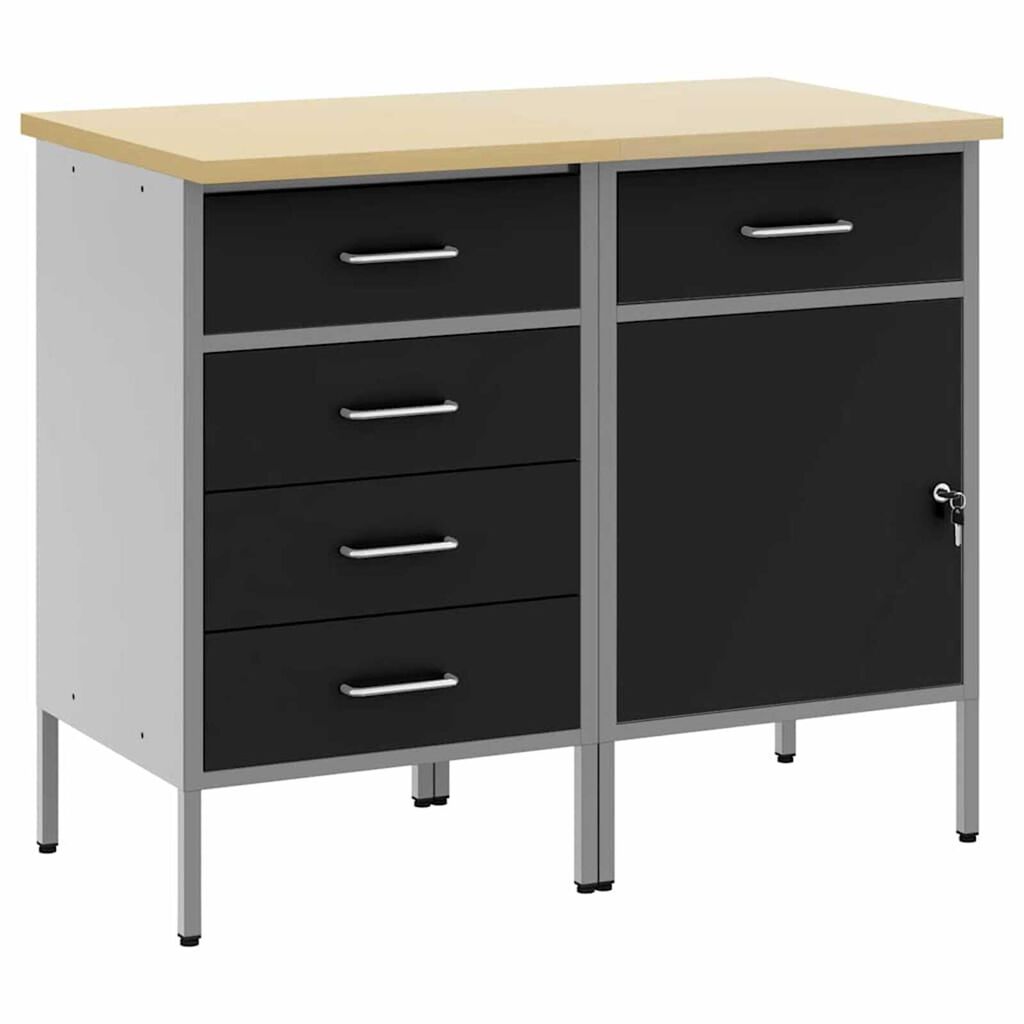 vidaXL Ντουλάπα Εργασίας 2 pcs Μαύρο και Γκρι 100 x 55 x 85 εκ.