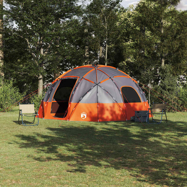 vidaXL Σκηνή Camping με στέγη Γκρι και πορτοκαλί 475 x 475 x 235 εκ.