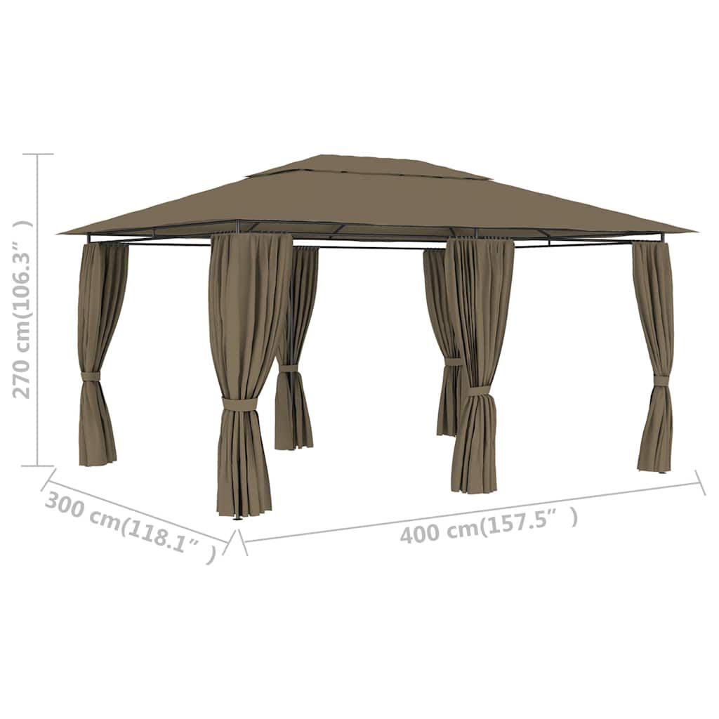vidaXL Τέντα Εκδηλώσεων Κήπου με Κουρτίνες Taupe 4 x 3 μ. 180 γρ/μ²