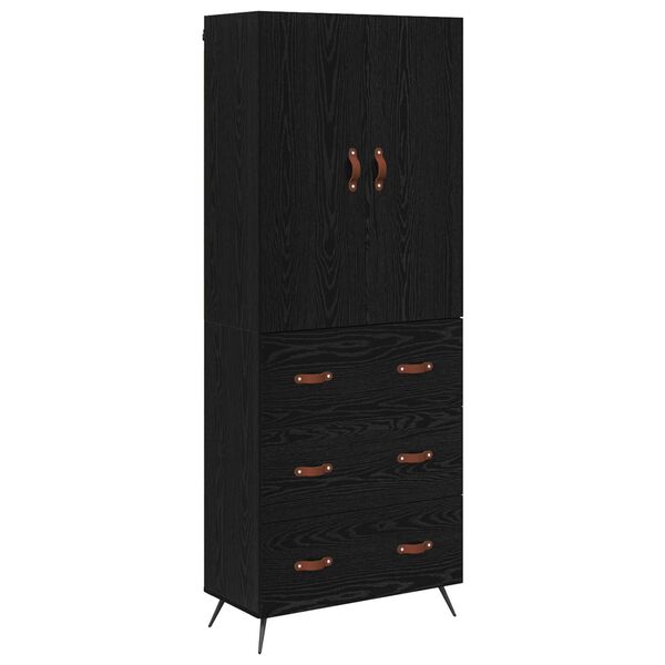 vidaXL Highboard &Mu;&alpha;ύ&rho;&eta; &Omicron;&xi;&upsilon;ά 69,5 x 34 x 180 &epsilon;&kappa;. &Epsilon;&pi;&epsilon;&xi;&epsilon;&rho;&gamma;&alpha;&sigma;&mu;έ&nu;&omicron; &xi;ύ&lambda;&omicron;