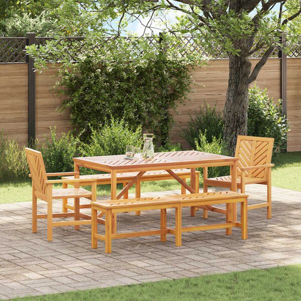 vidaXL Σέτ φαγητού για κήπο 5 pcs Καφέ 150 x 90 x 74 cm