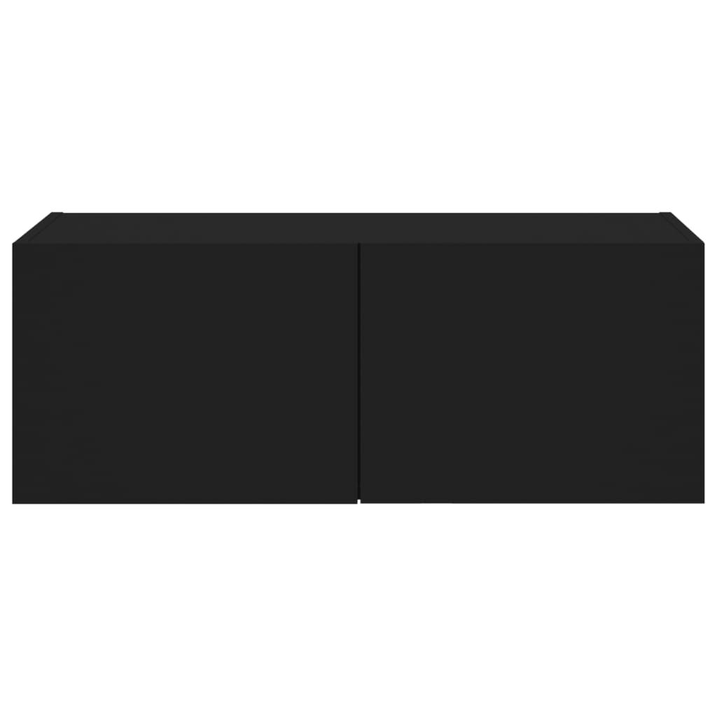 vidaXL Έπιπλο Τοίχου Τηλεόρασης με LED Μαύρο 80x35x31 εκ.