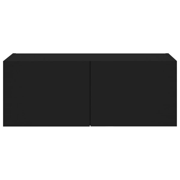 vidaXL Έπιπλο Τοίχου Τηλεόρασης με LED Μαύρο 80x35x31 εκ.
