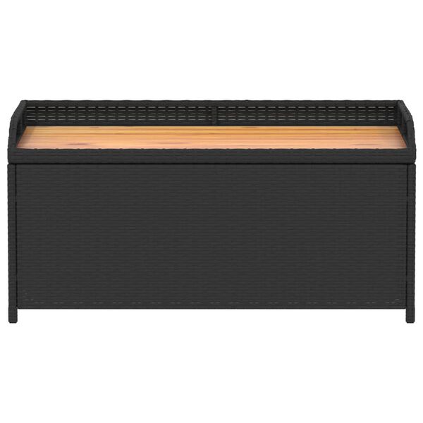 vidaXL Πάγκος Αποθ. Κήπου Μαύρος 100x50x52εκ. Συνθ. Ρατάν/Ξύλο Ακακίας