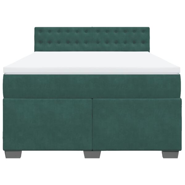 vidaXL Κρεβάτι Boxspring με Στρώμα Σκούρο Πράσινο 140x200εκ. Βελούδινο