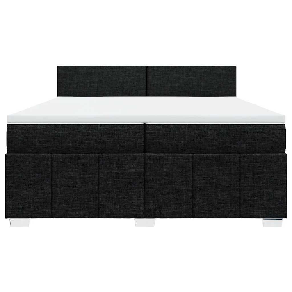 vidaXL Κρεβάτι Boxspring με Στρώμα Μαύρο 200x200 εκ. Υφασμάτινο