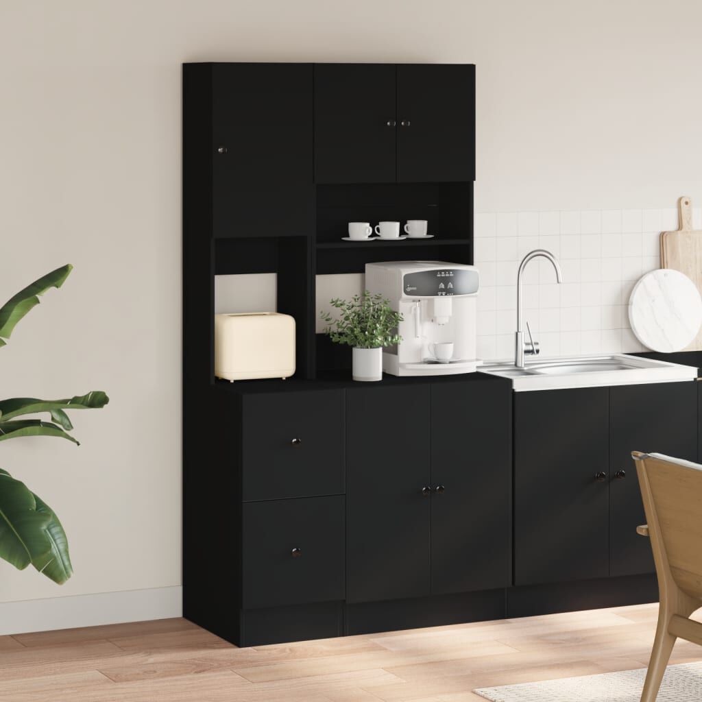 vidaXL Στήλη Κουζίνας Μαύρη 95x50x180 εκ. από Επεξεργασμένο Ξύλο