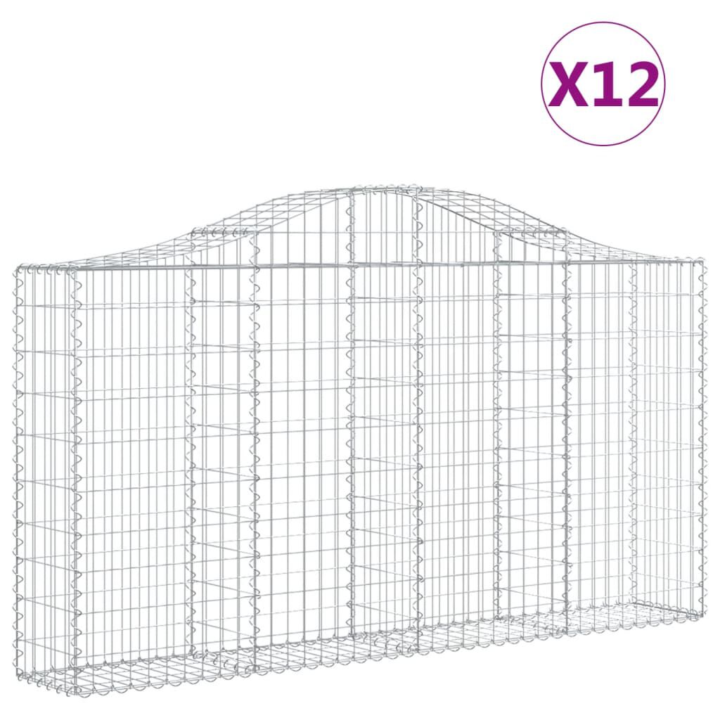 vidaXL Συρματοκιβώτια Τοξωτά 12 τεμ. 200x30x100/120 εκ. Γαλβαν. Ατσάλι