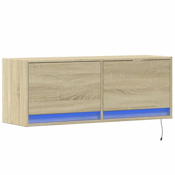 vidaXL Έπιπλο Τοίχου Τηλεόρασης με LED Sonoma Δρυς 100x31x38 εκ.