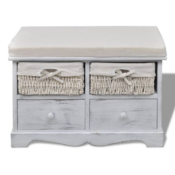 vidaXL Πάγκος με Αποθηκευτικό Χώρο Λευκός 62x33x42 εκ. Ξύλο Παυλώνιας
