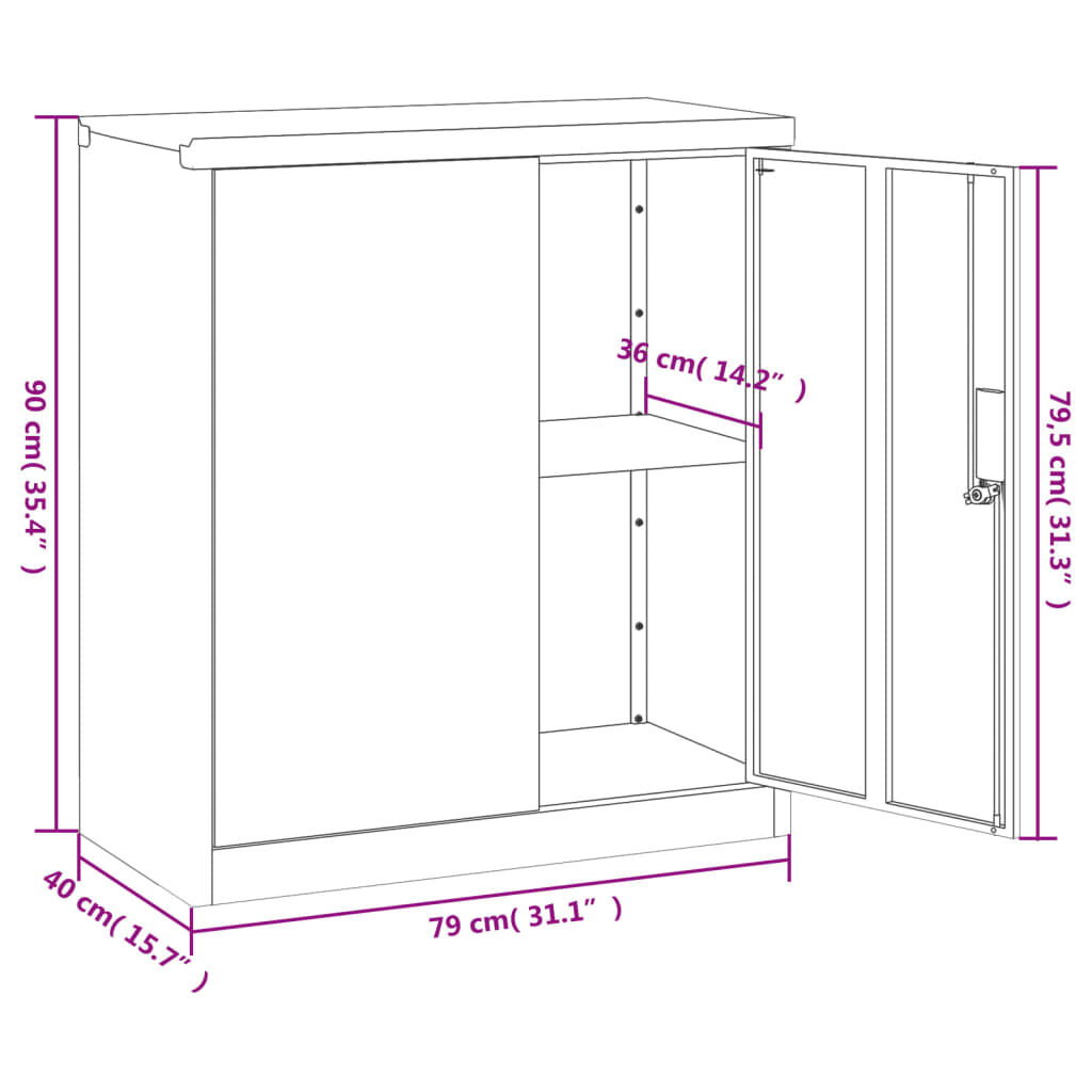 vidaXL Αρχειοθήκη Λευκή 79 x 40 x 90 εκ. από Ατσάλι