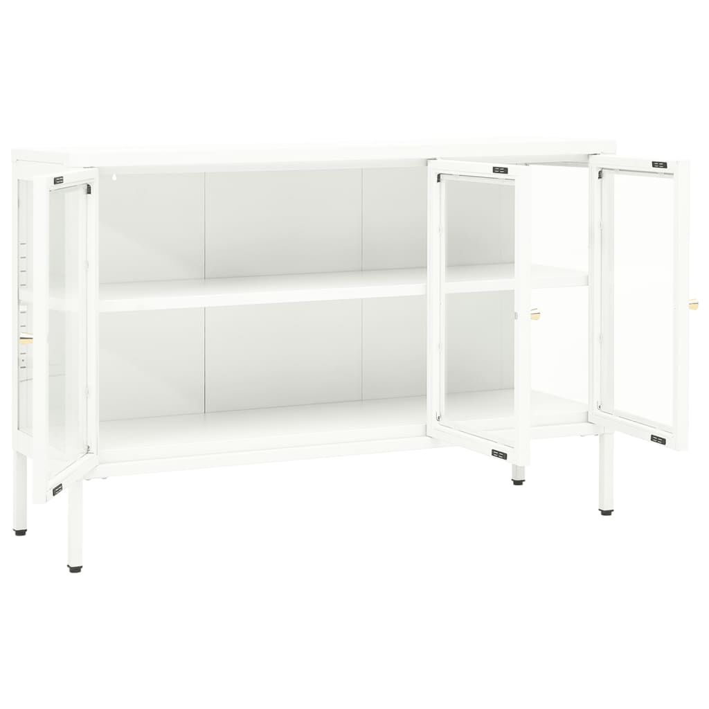 vidaXL Μπουφές Λευκός 105 x 35 x 70 εκ. από Ατσάλι και Γυαλί