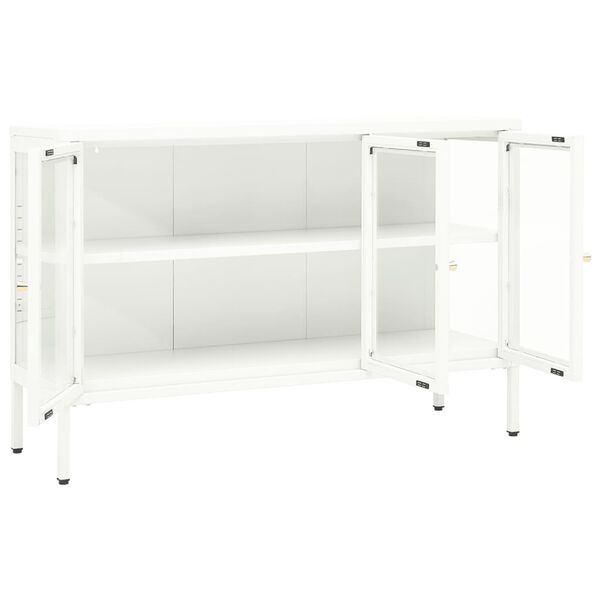 vidaXL Μπουφές Λευκός 105 x 35 x 70 εκ. από Ατσάλι και Γυαλί