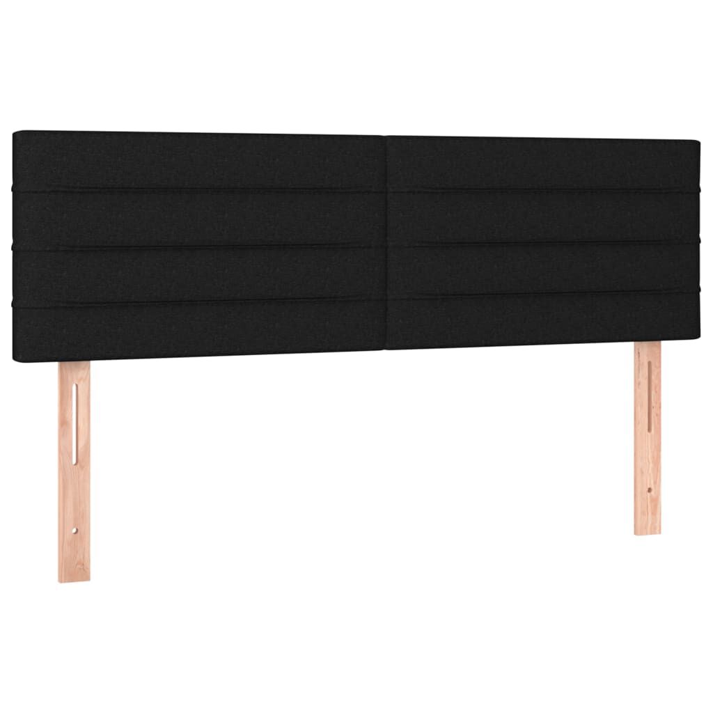 vidaXL Κρεβάτι Boxspring με Στρώμα & LED Μαύρο 140x200 εκ. Υφασμάτινο