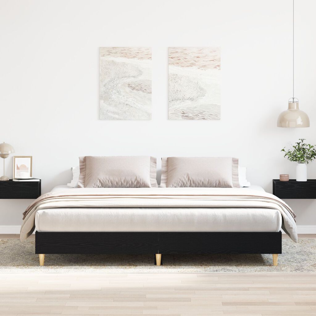 vidaXL Κρεβάτι Μαύρο Δρυ 160x200 εκ. Επεξεργασμένο Ξύλο